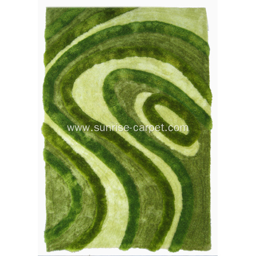 Elastic and Silk Mix Shaggy Rug 3D Design